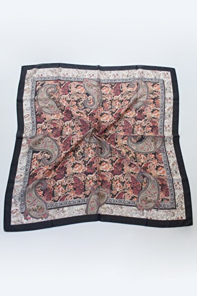 QUM İPEK Eșarfă din bumbac cu model vintage - negru roșu