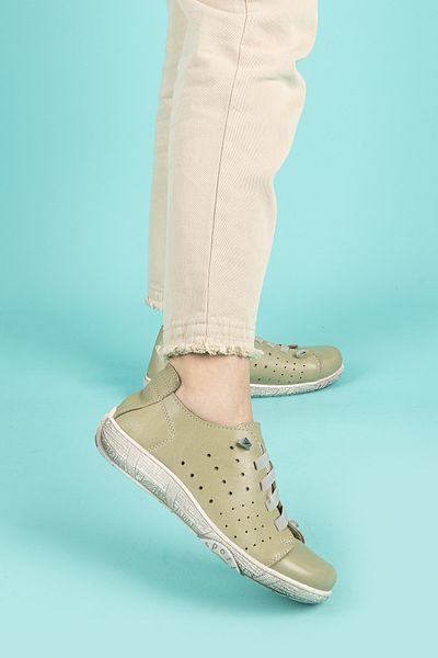 Getcho Dunde Women's Genuine Leather Green Casual Shoes