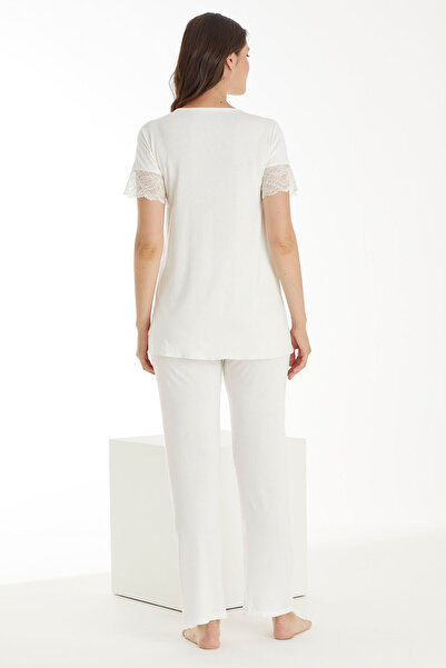 Miss Dünya Lissa Σετ πιτζάμες εγκυμοσύνης και εγκυμοσύνης με λευκή δαντέλα