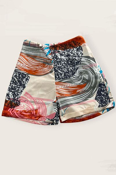 Riccotarz Girl's Elastic Waist Palm Pattern Cream Shorts