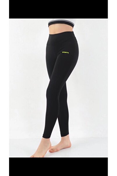 Dynamic DALGIÇ YÜKSEK BEL SPORT YAZILI BASKILI TAYT