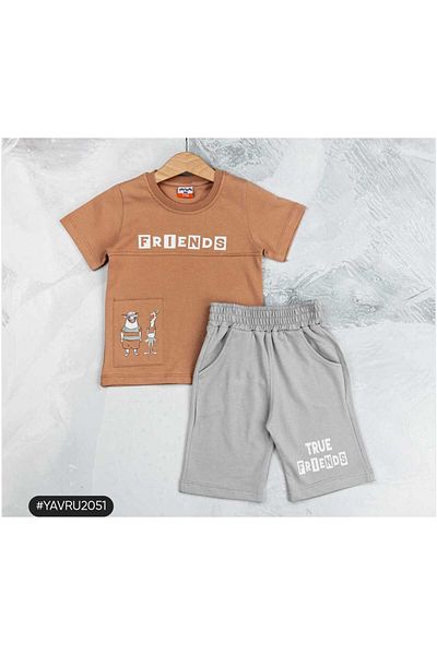 Dastini FRİENDS Orange Printed Shorts Suit