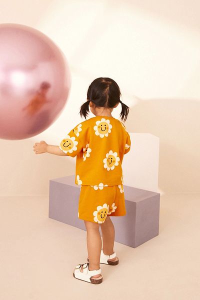 Ladin Store Set dublu pentru fete de sezon nou - pantaloni scurți din bumbac cu imprimeu cu margarete
