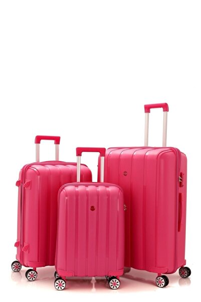 MÇS %100 Polipropilen 3'lü Valiz Seti Büyük + Orta + Kabin Boy CAN305-S