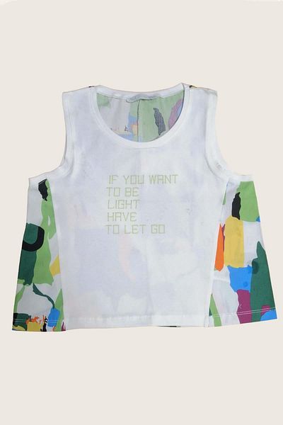 Riccotarz Tricou alb cu model de camuflaj imprimat text pentru fetiță
