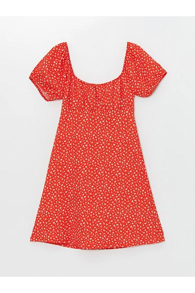 LC Waikiki LCW Vision Square Neck Floral Short Sleeve Women's Dress