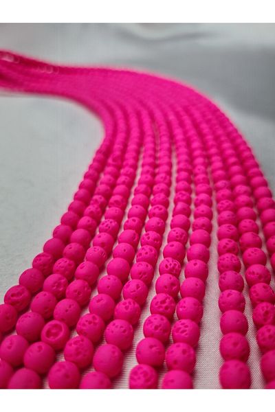 Yüksel Boncuk Σειρά από φυσική πέτρα 6 mm Lava (Pink).