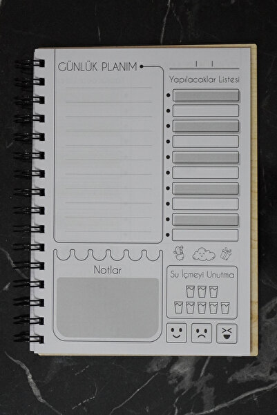 markcat Mustafa Kemal Atatürk Wooden Schedule Book - Undated Agenda - Daily Planner (PLANING BOOK) A5