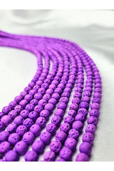 Yüksel Boncuk Σειρά από φυσική πέτρα 6 mm Lava (Μωβ).