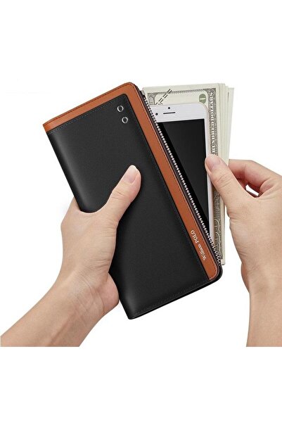 Vilas William Polo Italyan Hakiki Deri Siyah Uzun Kartlık Erkek Cüzdan