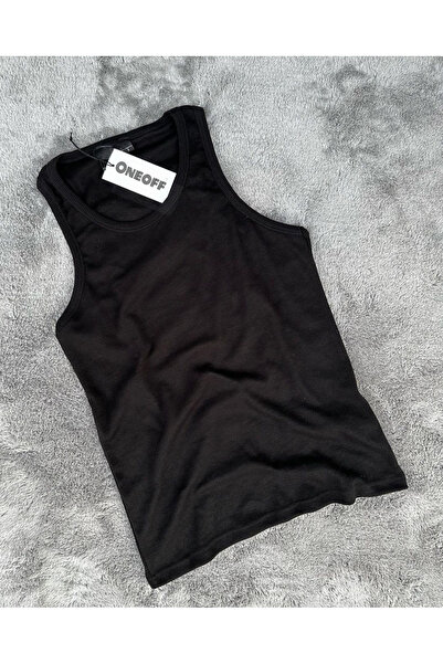 oneoff Ανδρικό μπλουζάκι με λαιμόκοψη Slimfit πλέξη ριμπ Tank Top