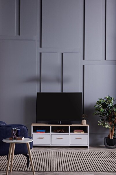 İSTİKBAL Safir Tv Sehpası 115 Cm Kapaklı Tv Sehpası Beyaz