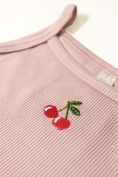 Miela Kids Cherry Embroidered Crop Corded Set