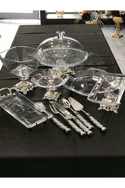 Santara Gorgeous Set with Silver Casted Legs, 6 Pieces of Presentation and Special Design, 5-Piece Service Set