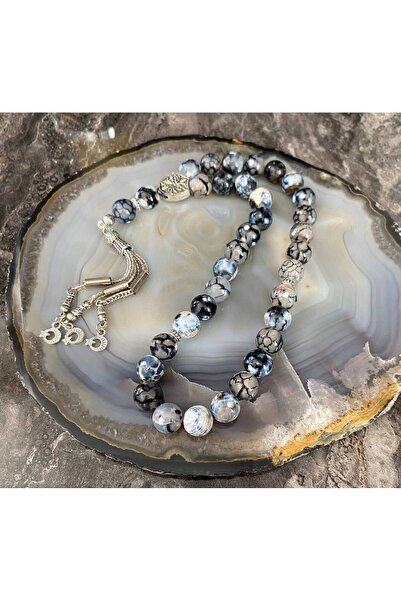 RİTON مسبحة صلاة من الحجر الطبيعي العقيق المدخن 10 ملم