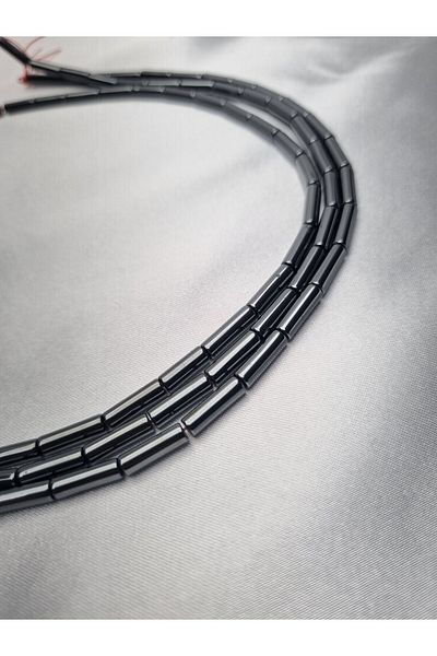 Yüksel Boncuk 4x13mm Cylinder Hematite (Anthracite) Stone Natural Stone String