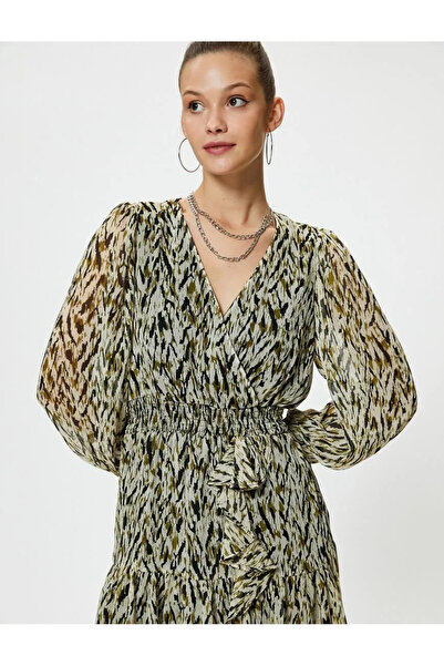 Koton Γυναικείο φόρεμα 4wal80043ıw με πράσινο σχέδιο