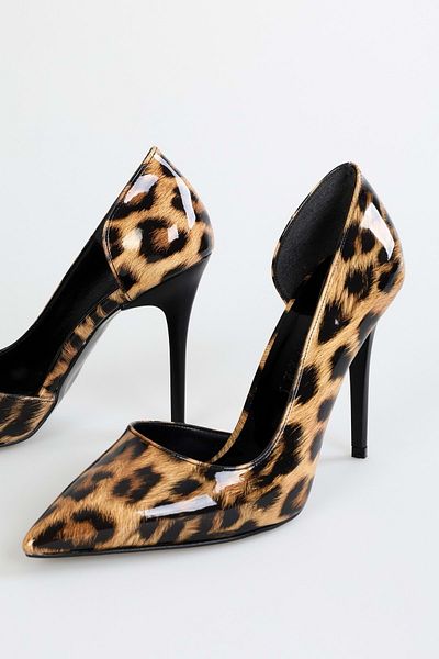 Shoeberry Damen Massy Leopard Glänzende Stilettos