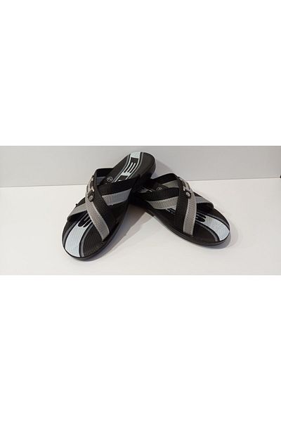 Ayakkabı Ülkesi Cross Model Rope Black Gray Daily Men's Slippers