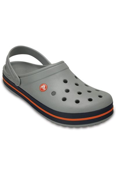 Crocs Unisex Gray Orange Striped Crocband Slippers - 11016-01U