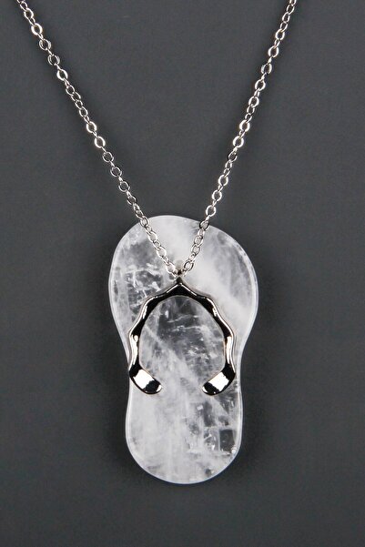 Lovelybird Crystal Quartz Natural Stone Slipper Pendant