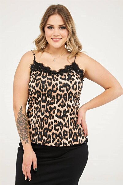 Seamoda Leopard Pattern Lace Detailed Undershirt