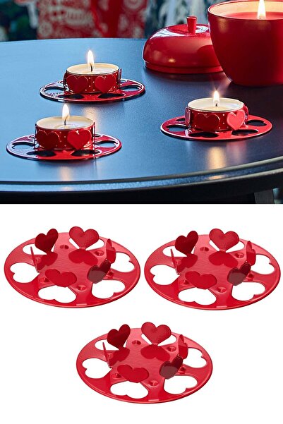 Binbirreyon Vinter Kalp Tealight Ikea Mumluk 3 Adetli Set Ma080