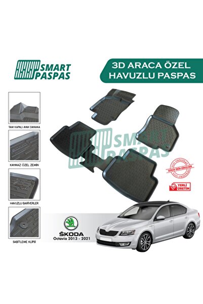smart paspas Skoda Octavıa 2013-2020 3d Havuzlu Paspas