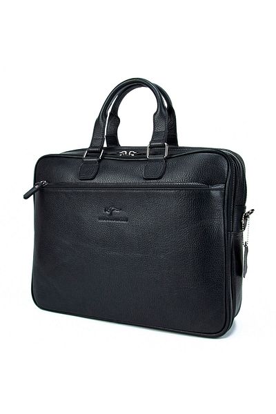 KANGAROO KINGDOM Men's Laptop & Briefcase %100 Genuine Cow Leather Black 7763-s