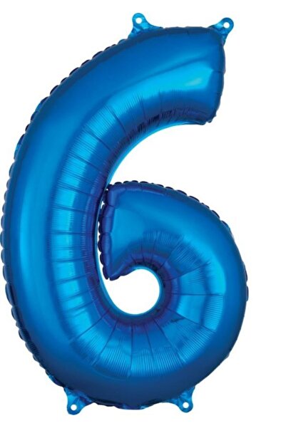 parti sürprizi Folyo Balon Mavi 6 Rakam 80 Cm