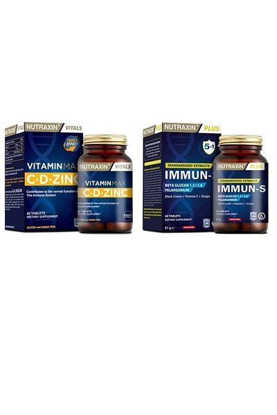 Nutraxin VitaminMax60 Tablets - Immun-s (1,3-1,6 Beta-glucan, African Geranium and Ginger)