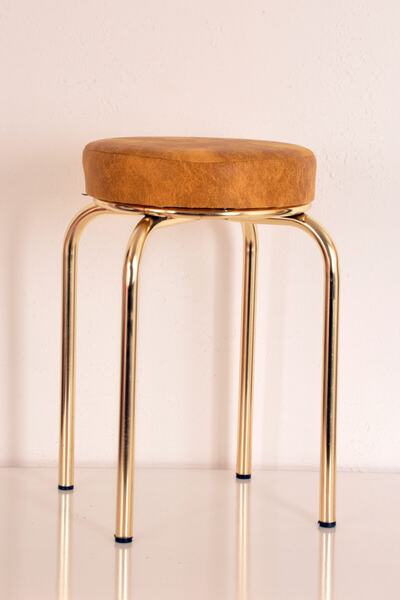 yılmaz masacılık 4 Adet Renkli Luma Altın Ahtapot Tabure Mutfak Taburesi Demir Tabure