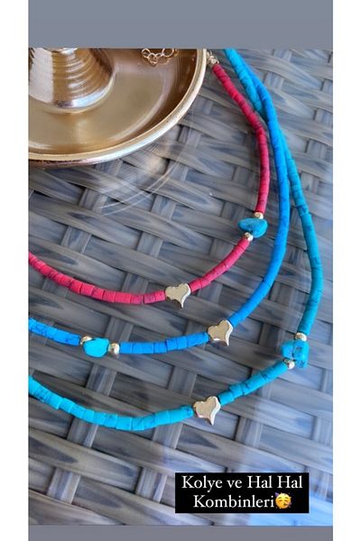 MyladyAccessoriess Green Bead Detailed Sequential Star Hal Hal (Brass Plated)