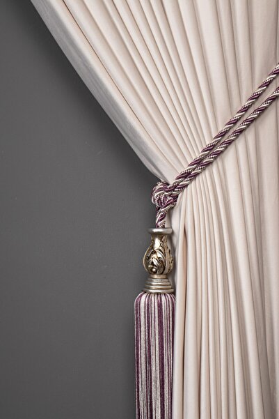 Saççax Exclusive Μωβ και λευκό χρώμα Ασημί καρότο Λεπτομερής κουρτίνα φόντου ...