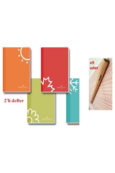 Faber Castell Cardboard Cover Upright Seasonss 2-Piece Notebook & 9-Piece Natural Ösym Exam Pen
