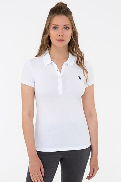 U.S. Polo Assn. Tricou alb cu mânecă scurtă pentru femei