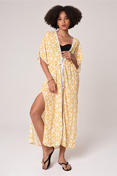 Bolder Yellow Ethnic Pattern Beach Dress