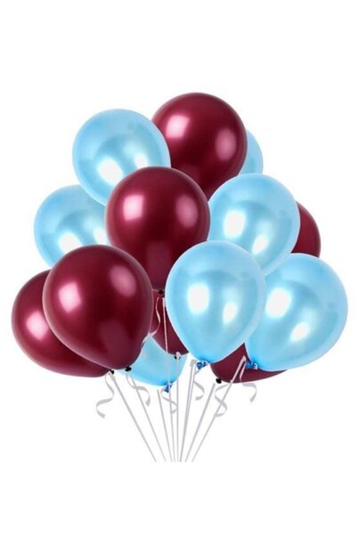 Parti dolabı 50 Pack Burgundy-light Baby Blue Metallic Pearlescent Balloon Co...