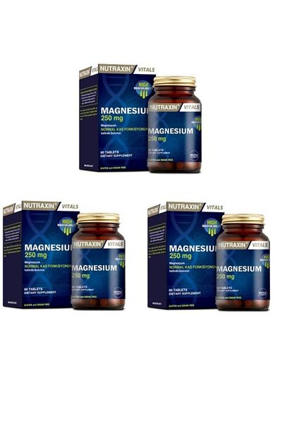 Nutraxin 250 Mg Magnesium - 60 Tablets X3 Pieces