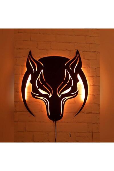 Kiraz Hediyelik Kurt Ledli Duvar Süsü Mdf Tablo Duvar Aksesuarı Ahşap Tablo