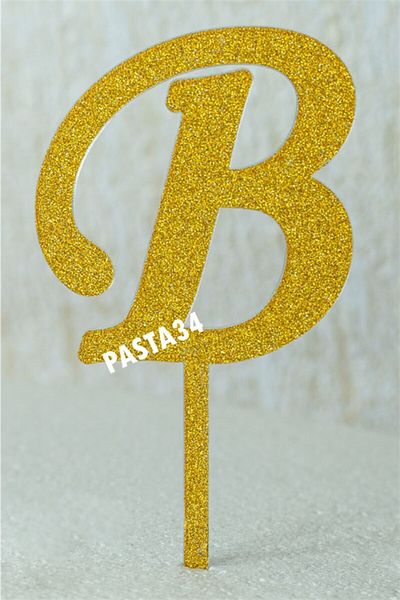Pasta34 Αστραφτερό Plexi Letter 5 cm Gold B που δεν χυθεί