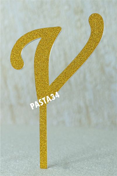 Pasta34 Αντικυματιστό ασημί Plexi Letter 5 cm Gold V