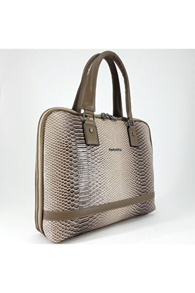 Poloorjinal حقيبة كمبيوتر محمول وحقيبة يد نسائية من Essecia باللون البيج الدا...