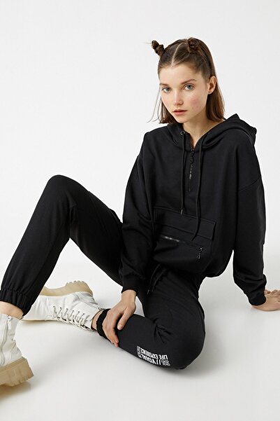 Koton Dámská černá mikina - uvolněný střih