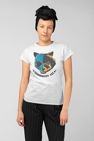 ErTaPassage Alb pisică Craniu cu imprimeu Femeie tricou - T2812878