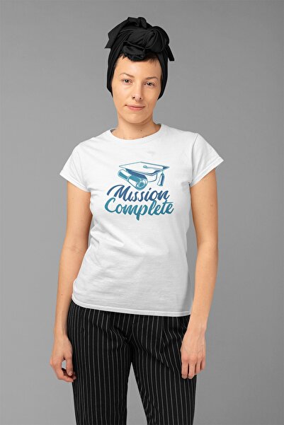 ErTaPassage Alb cu imprimeu Femeie tricou - Misiune finalizată, T2018369