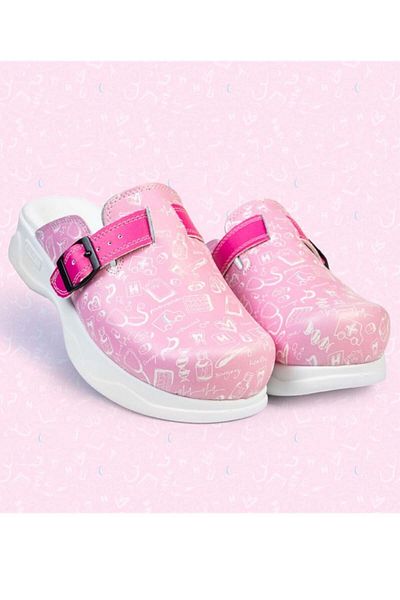 Sabomar Women's Manner Hospital Patterned Sabo Slippers - Pink