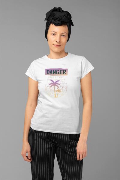 ErTaPassage Fată cu o cravată albă cu imprimeu tricou - T5663591