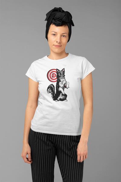 ErTaPassage Câine Dart alb cu imprimeu Femeie tricou - T5262718