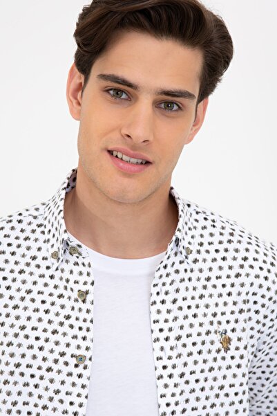 U.S. Polo Assn. Cămașă cu mânecă lungă kaki pentru bărbați U.S. Polo Assn